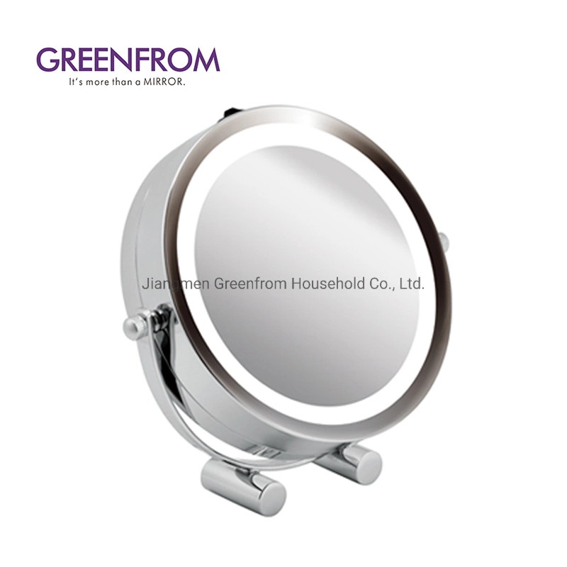 Round Shape Multicolor Double Sides Greenfrom LED Table Mirror