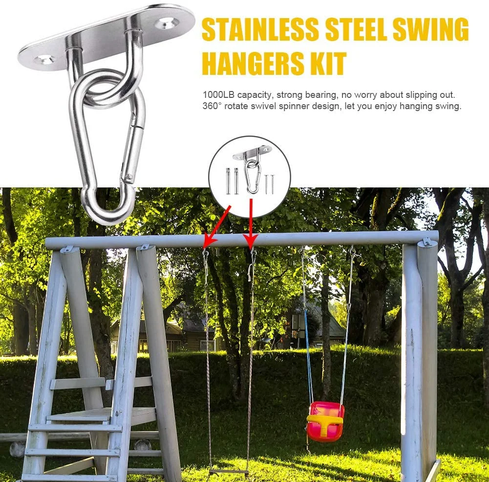 Kit de colgantes de acero Hangers-Stainless columpio columpio Hamaca Spinner giratorio de perchas Camping Parque Infantil de primavera para porche Playset adjunto