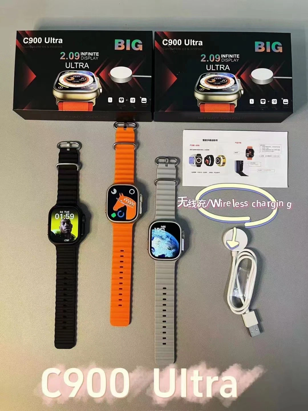 سوار معصم طراز T900 C900 Ultra Watch 8 Fashion عالية الجودة من طراز براسيليت مركز اللياقة البدنية Smart Watch Ultra 9