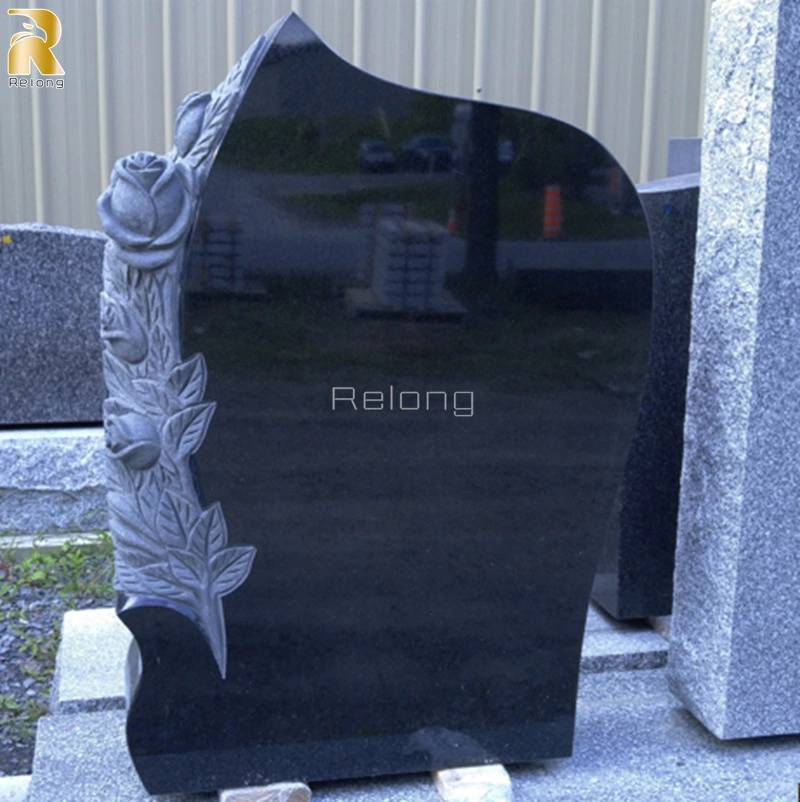 European Tree Design Modern Black Granite Tombstone for Graves Chinese Supplier