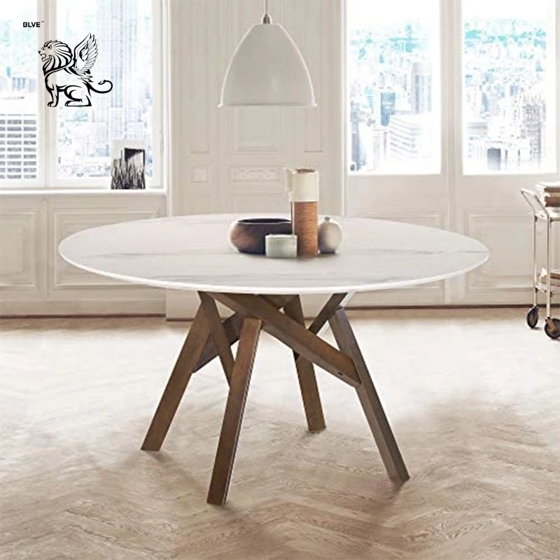 Luxury Modern Furniture Original Italy Style White Calacatta Quartz Stone Top Dining Tables Factory Sale