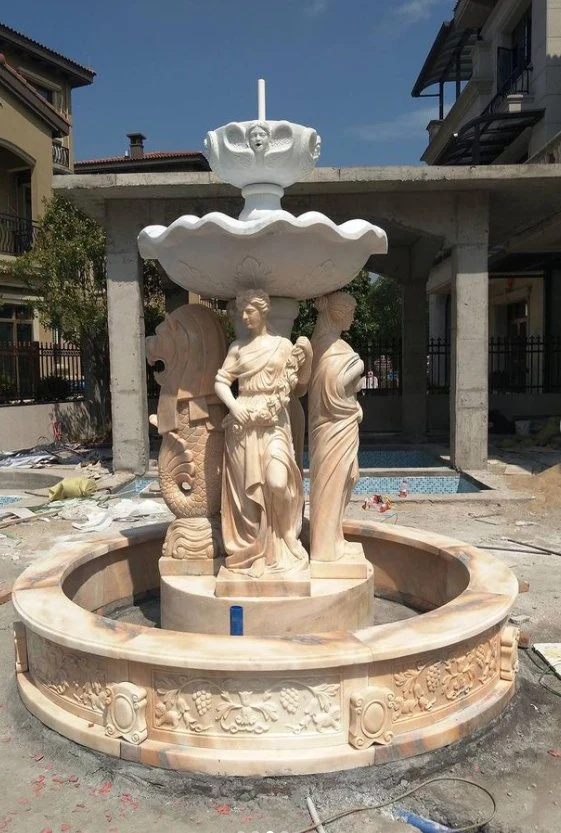 Yard Water Fountain with Child Statue Marble Fountain for Sale