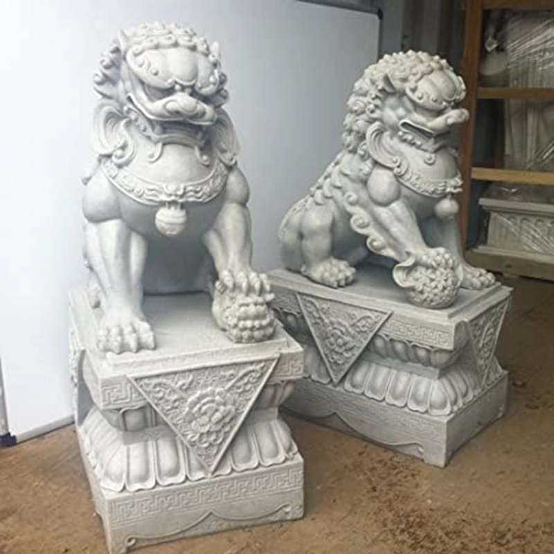 Custom Große Größe Handgeschnitzt Klassischen Chinesischen Weißen Granit Marmor Lion Foo Dog Statue zum Verkauf