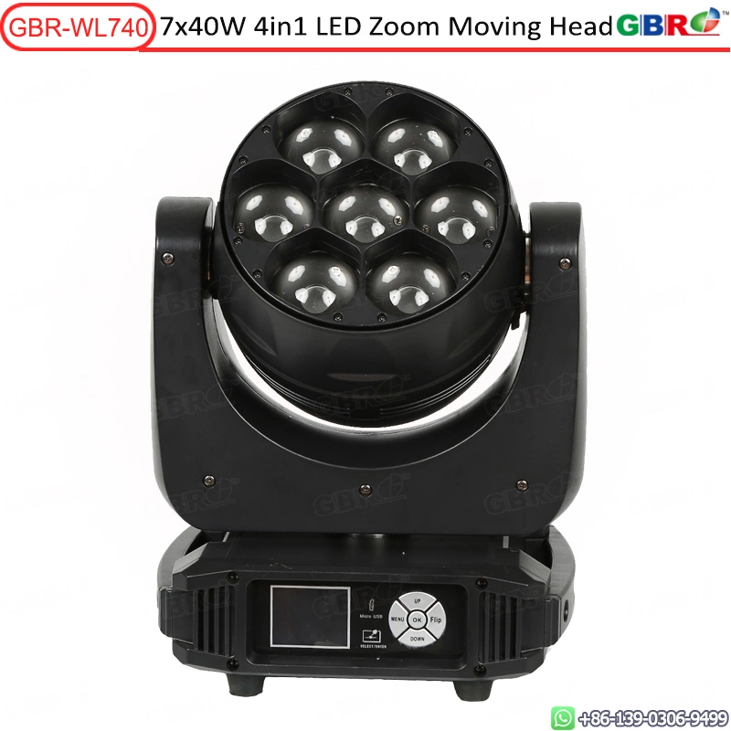 Gbr-Wl740 7X40W RGBW 4NO1 LED Zoom Cabeça Móvel