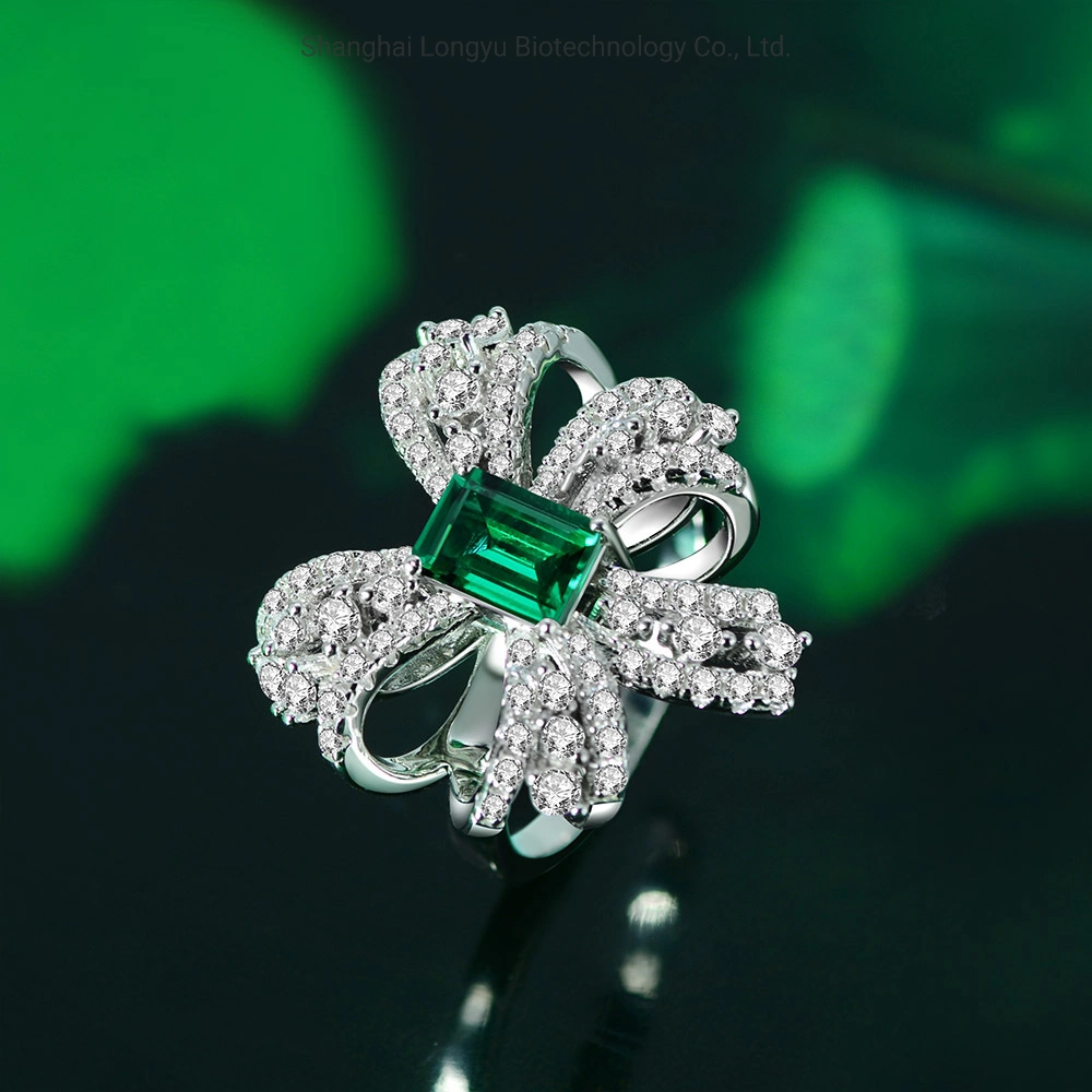 Bow Ring Female 925 Sterling Silver Finger Ring Artificially Inlaid with Artificial Diamonds to Cultivate Emerald Classic Female Jewellery