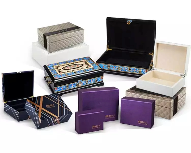 Caja de regalo y bolsa de papel de embalaje cosmético de impresión de mármol de lujo Establecer