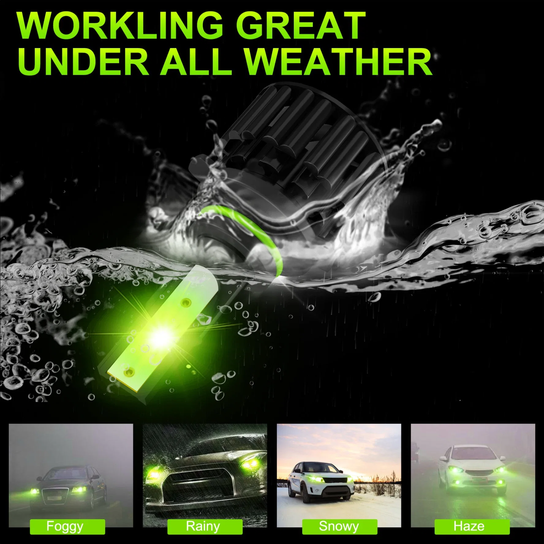 Powerful Super Bright LED Headlight Z3 9006 Hb4 Auto Lamp Car Automobiles LED Head Lamp 12V 45W 8000K Green Lamon Light 30000 Hours