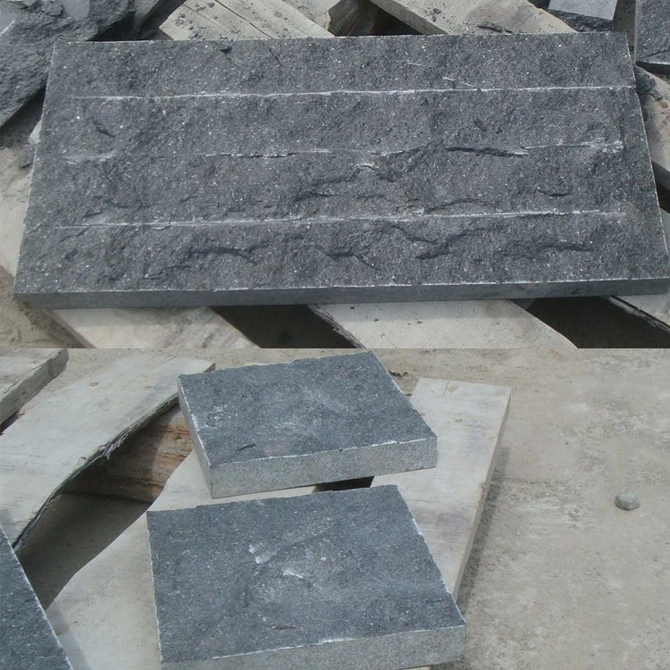 Factory Price Natural Split Murshoom Finish Black Basalt Stone Wall Tiles for Outdoor Wall Cladding