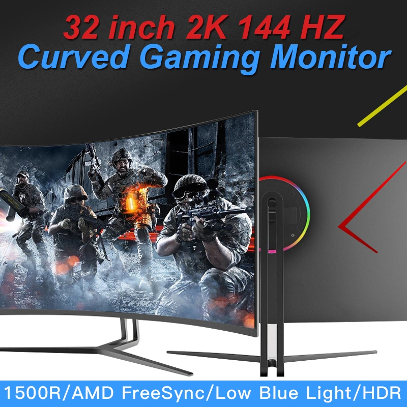 La pantalla curvada de 32 pulgadas Monitor Gmaing 1K 2K 144Hz Ordenador para juegos con efecto de la barra de luz LED