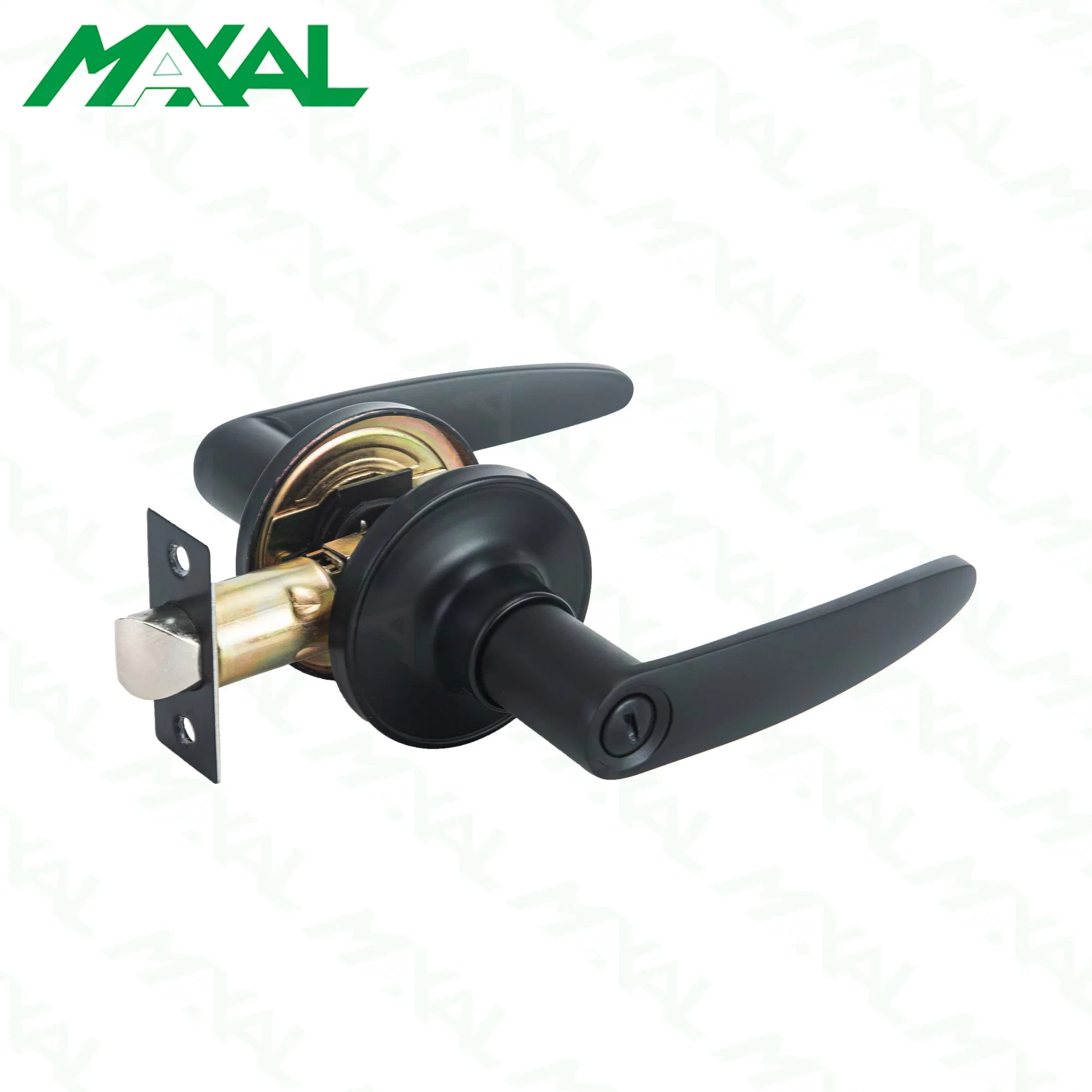 Black Door Lever Push-Button Leverset Privacy Door Handle with Zinc Alloy