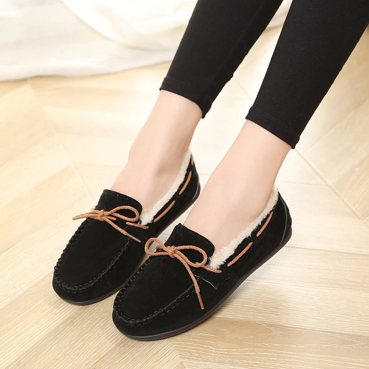 OEM Custom Wholesale/Supplier Winter Warm Plush Fuzzy Fur Lined Indoor Women Moccasin Slippers