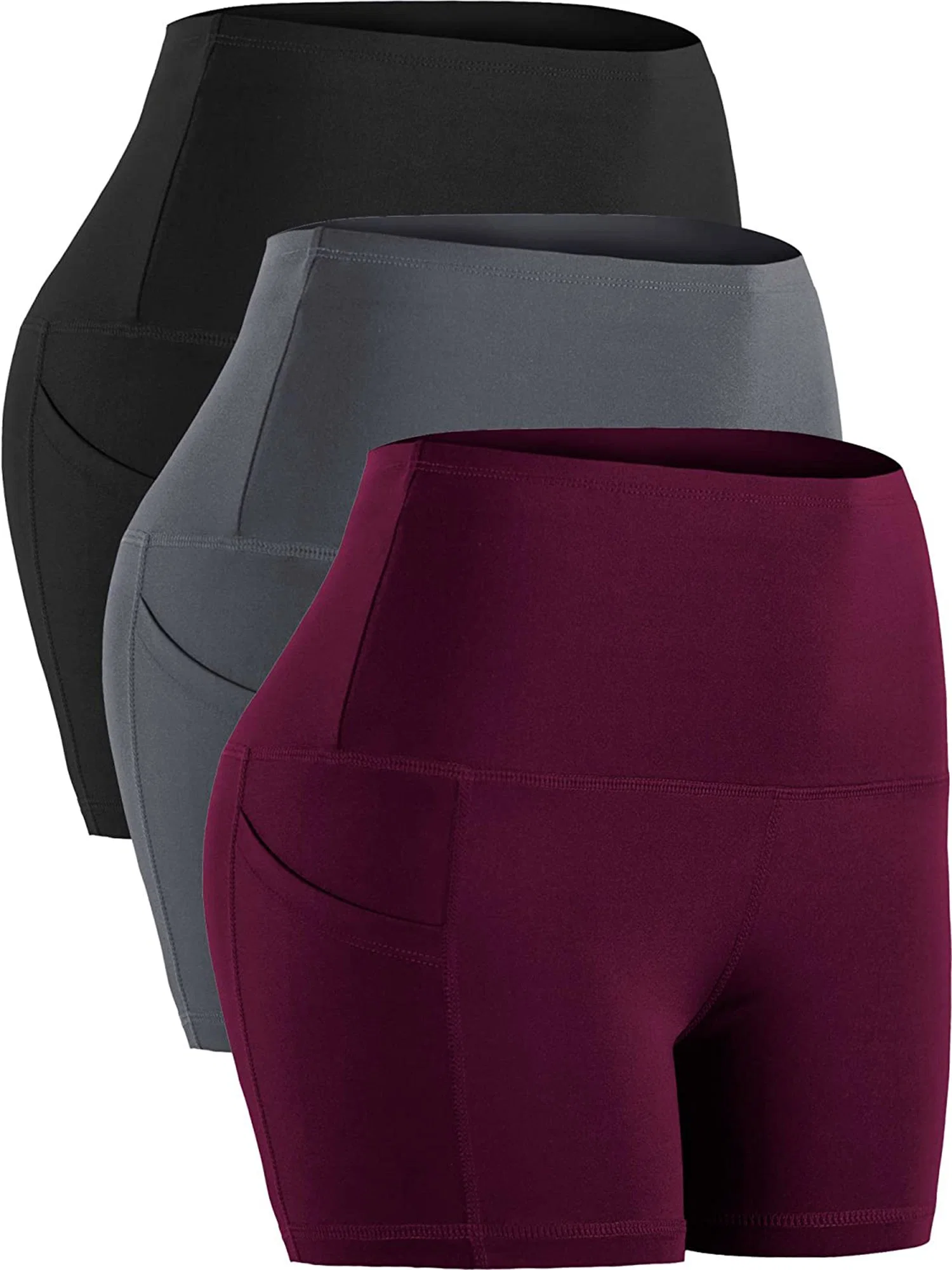 Ciclista Mmanufacture prendas de vestir pantalones cortos para mujer - Alto Con cintura vientre suave Control pantalones cortos para el yoga, correr, entrenar, el Athletic