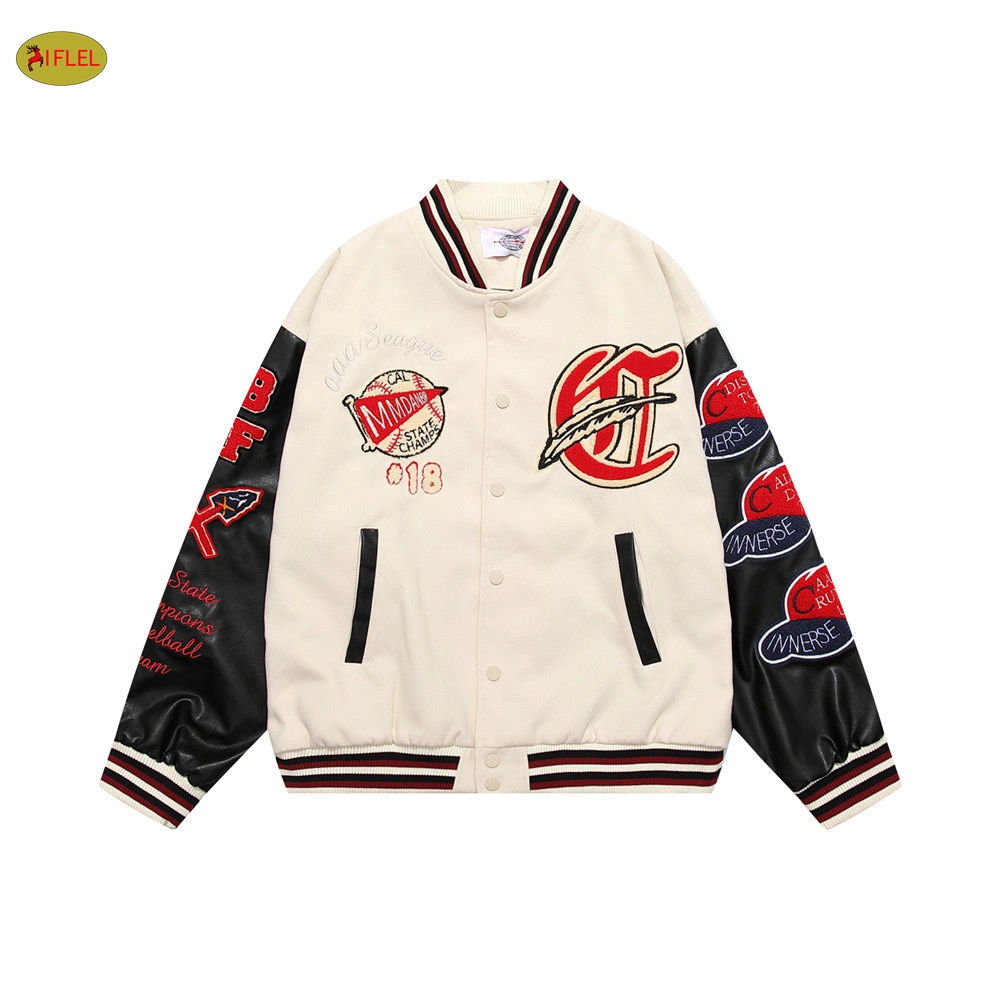 Custom Men's Clothing Chenille Embroidery Letter Melton Wool Baseball Letterman Varsity Jacket Manufacturer