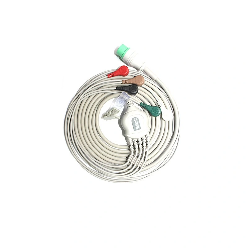 ECG Cable Lead Wire One-Piece 5 Leads Snap