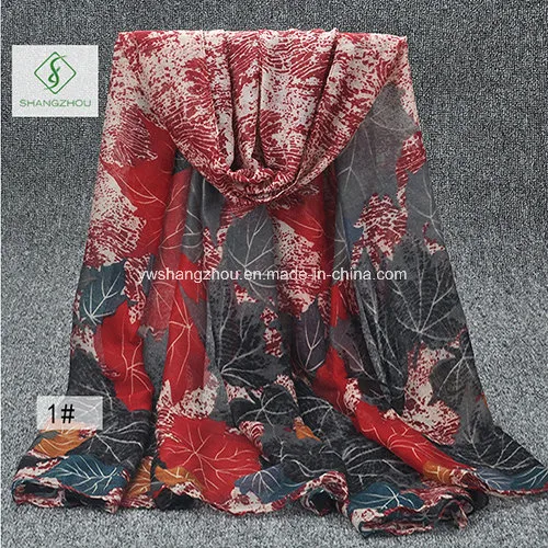 Maple Leaves Printed Canada Design Shawl Fashion Lady Scarf