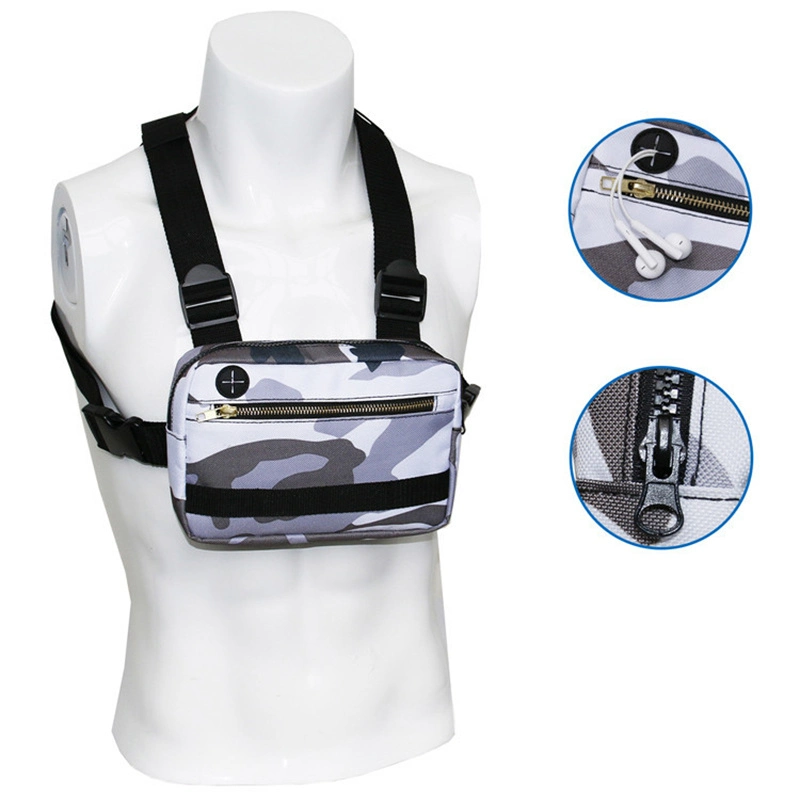 Front Chest Bag Multipurpose Sport Vest Bag Water Resistant Daypack Nylon Tactical Chest Rig Bag with Earphone Hole Outdoor Travel for Men Women Wyz13154