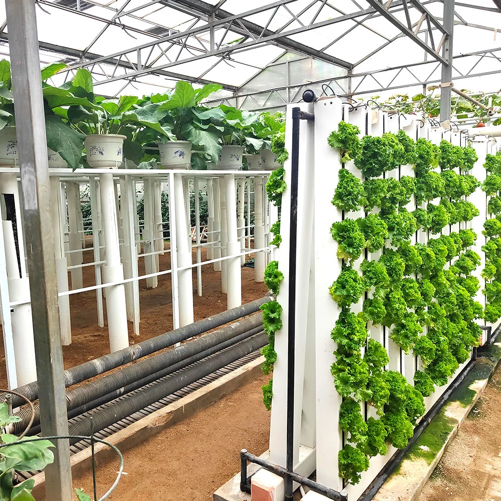 Industrial Agriculture Greenhouse PVC Vertical Hydroponics Growing System with Light/Cooling/Heating System Fan