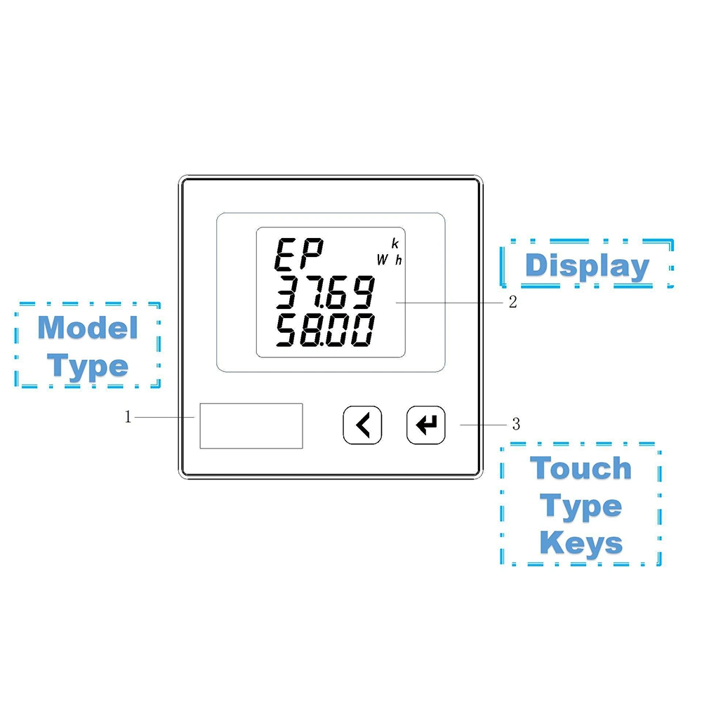 Affichage LCD Ulrra-Thin Conception trois mètres de la phase de mesure de tension électrique de voltmètre Watt mètre mètre Tension du panneau numérique