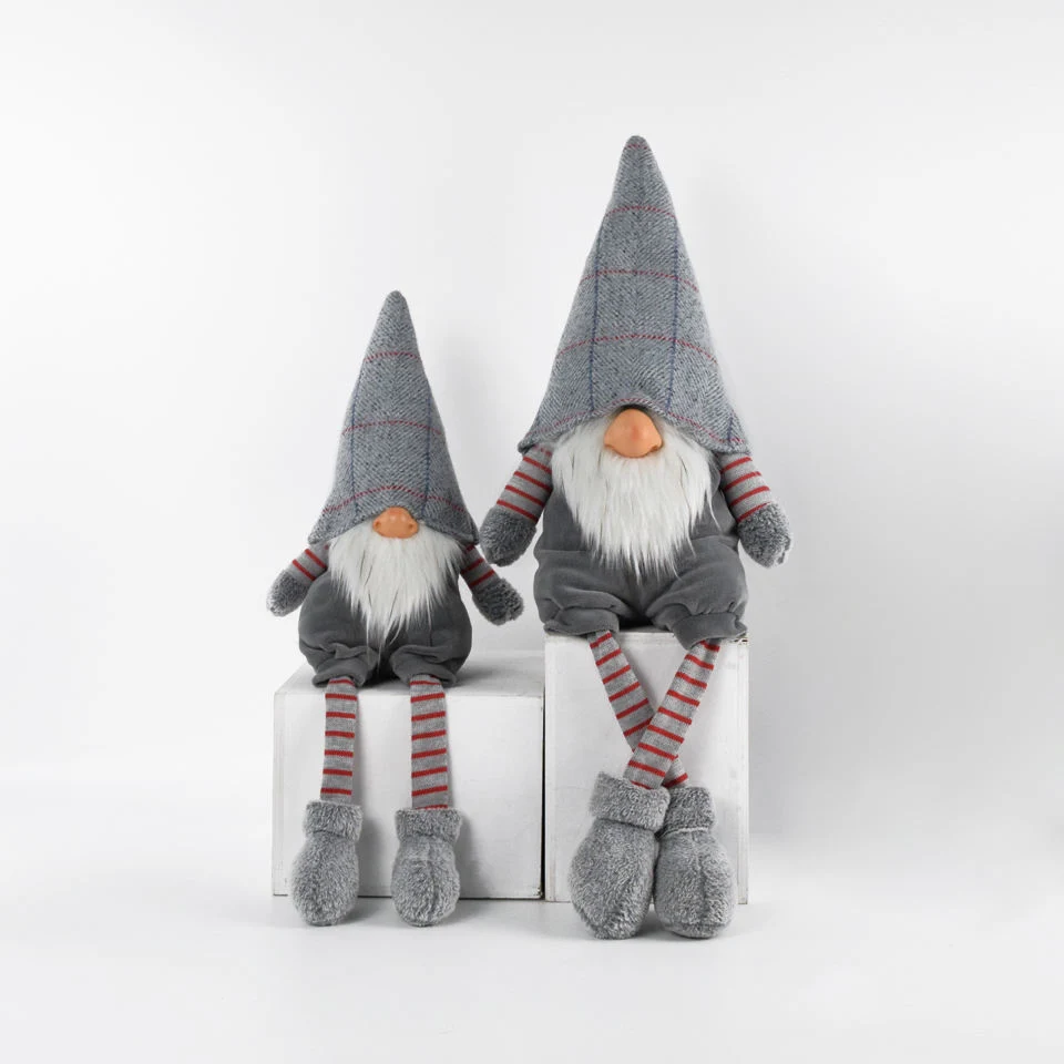 Handmade Gray Santa Claus Elf Dwarf Christmas Gifts Table Ornaments