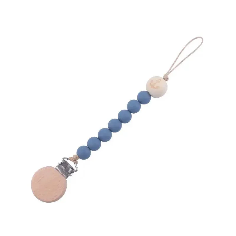 Silicone Bead Pacifier Clip Wooden Silicone Bead