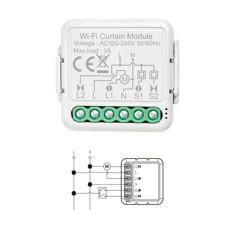 Module de commutation de rideau Smart Life Wifi Tuya pour détecteur de vitesse à galet Moteur aveugle avec Alexa Google Home