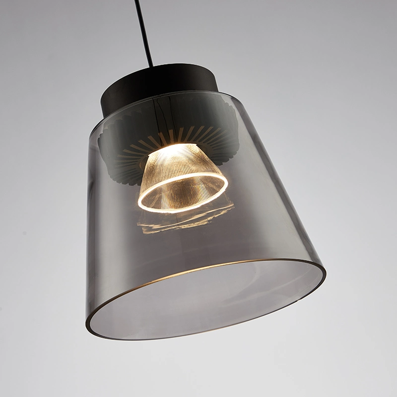 Tour moderne gris anthracite lustre en verre de l'installation ferroviaire magnétique Caisson suspendu intérieur lampe