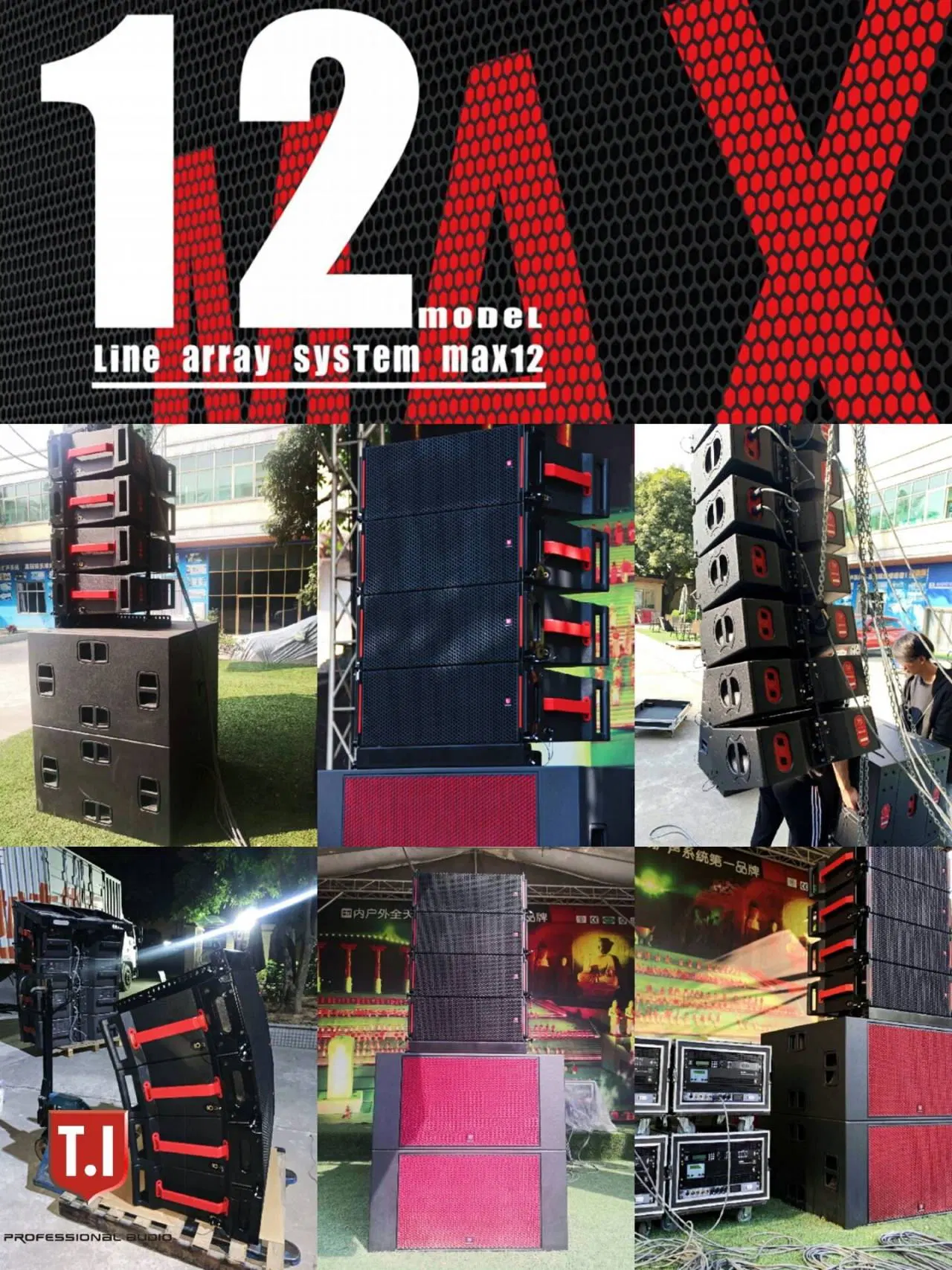 The Smallest 3 Way Line Array T. I PRO Audio Single 12 Inch Top Speakers