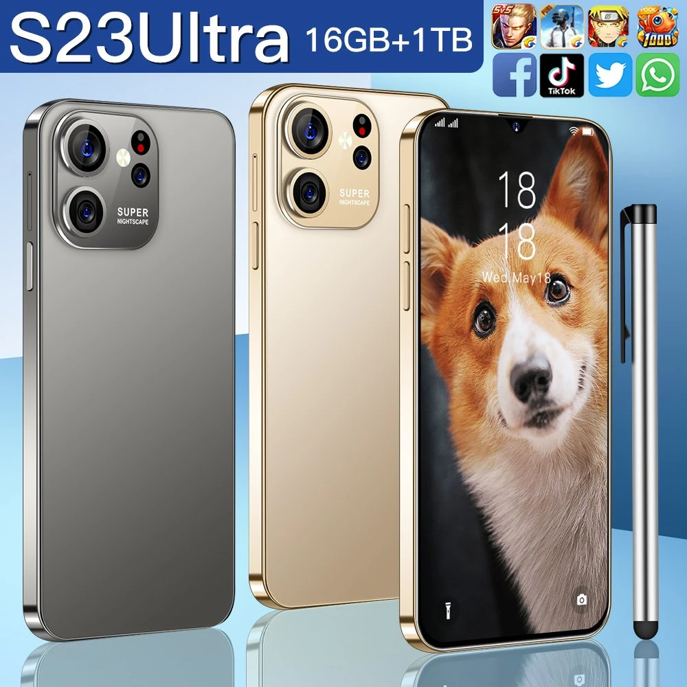 2023 هاتف ذكي جديد S23Ultra 6.8 بوصة يعمل باللمس فتح قفل الشاشة بالكامل 512 جيجابايت 1TB Camera Mobile Phone