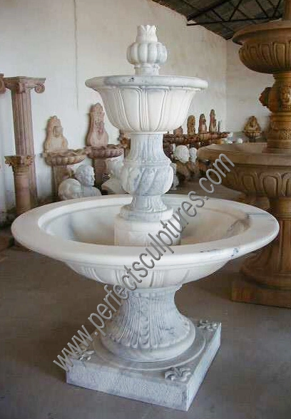 2 Two Tier White Stone Marble Pedestal Water Fountain for Outdoor (SY-F194)