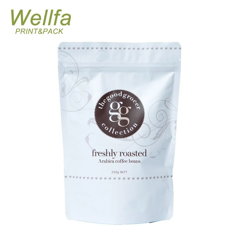 Benutzerdefinierte Druck umweltfreundliche 500g 800g 1kg Kraftpapier Verpackung Reißverschluss 8 Seite Flat Bottom Coffee Bag mit Ventil