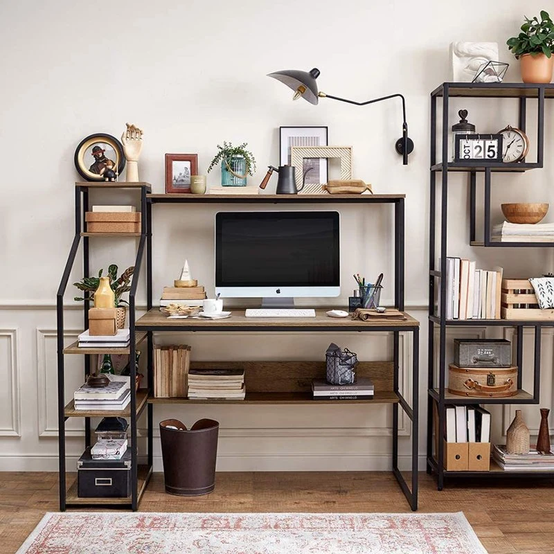 Bureau avec le stockage du bois de fer d'étude étagère étudiant Bureau d'étude 0323