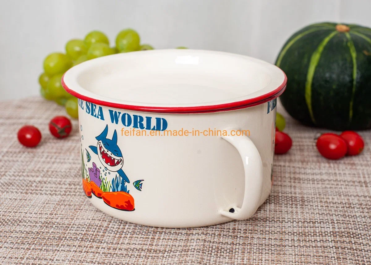 Thickened Enamel Noodle Bowl/Fastfood Cup with Cover