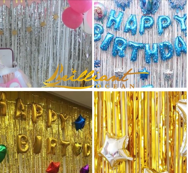 Iridescent Foil Curtains Metallic Tinsel Fringe for Wedding Birthday Decoration