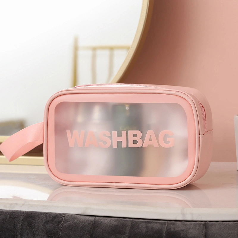 Custom Waterproof Travel Makeup Bag Transparent TPU Zip Pouch Kit Vanity Beauty Bag Clear Cosmetic Wash Bag with Custom Logo