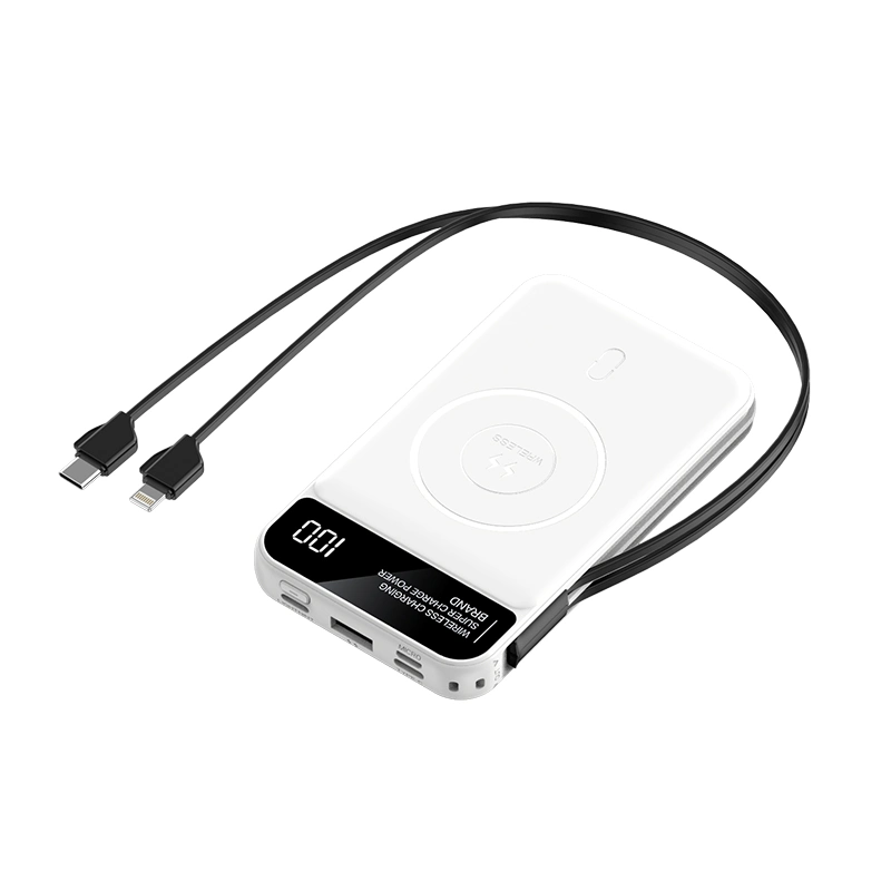 5W cable integrado de carga inalámbrica magnética 10000mAh batería externa portátil