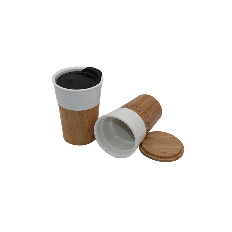 Bamboo Ceramic Coffee Mug with Silicone Lid