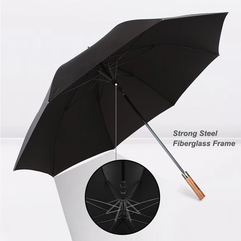 Wholesale/Supplier Factory Manufacture Custom Logo Automatic Open Wooden Handle Golf Umbrella