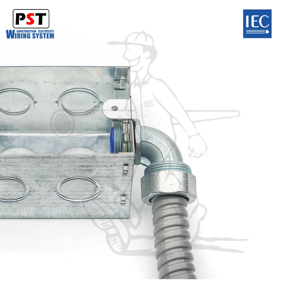 IEC61386 conector curvo 90º conector flexible Dwj conector para el conducto flexible recubierto  de PVC
