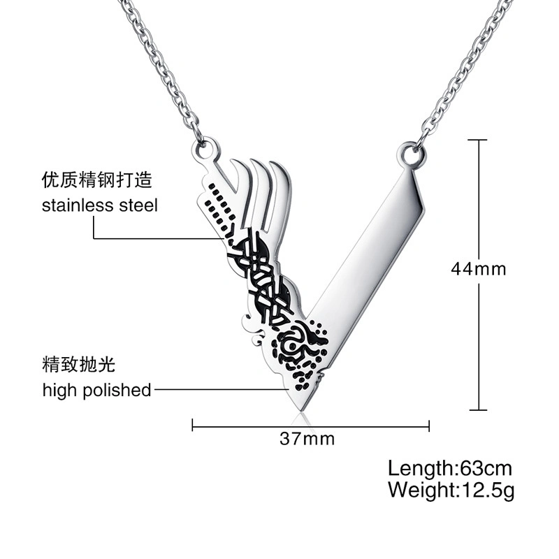 European and American Style Punk Stainless Steel Viking Necklace Fashion Jewelry Titanium Steel Men's Pendant Hip Hop Fashion Accessories