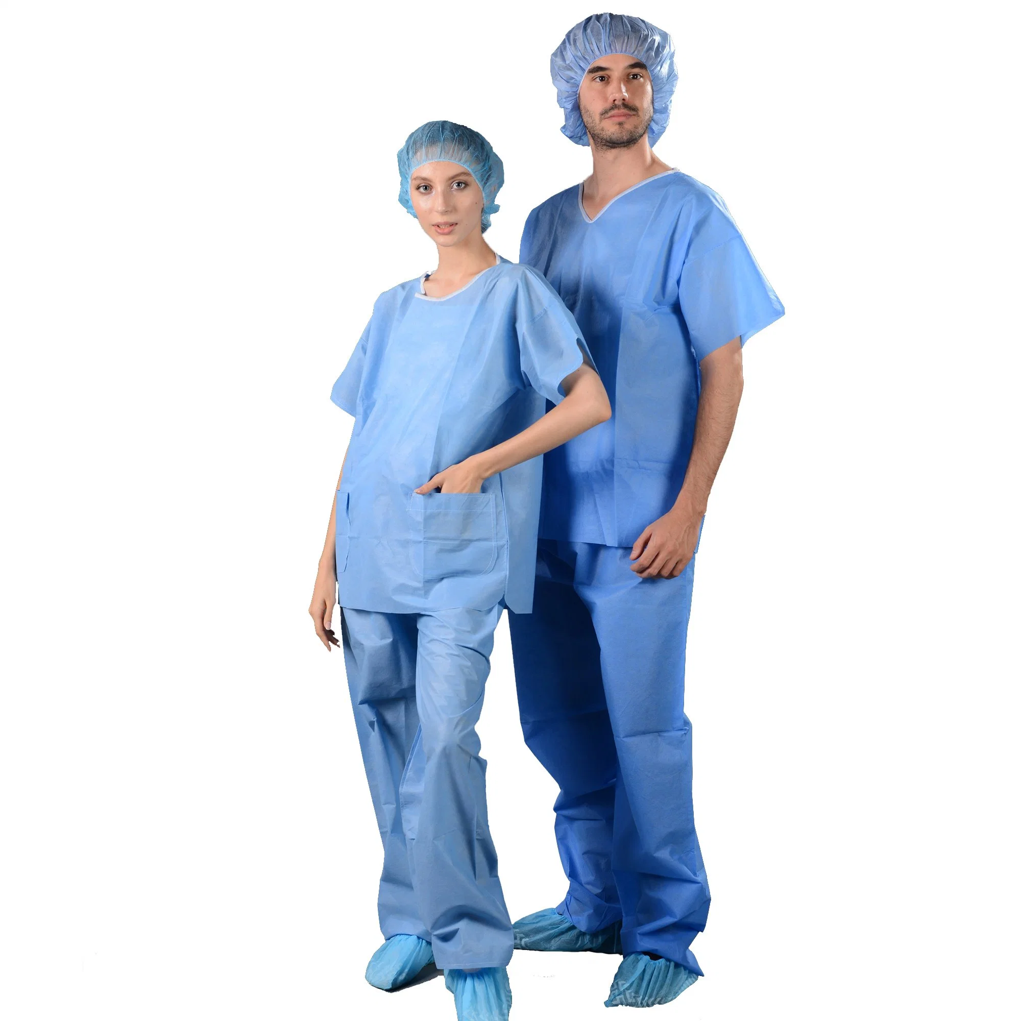 Hygienic SMS PP Fabric Patient Gown Scrub Suits Hospital Clothing