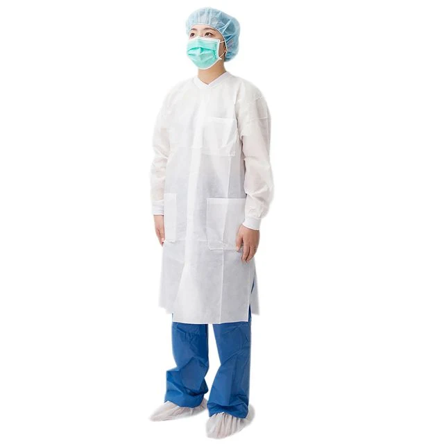 2021 معمل تحميض بالجملة Coat Medical Uniform Slim WorkWear Uniform الجمال WorkWear Health Service تقشير طبقة طلاء معمل تحميض أبيض