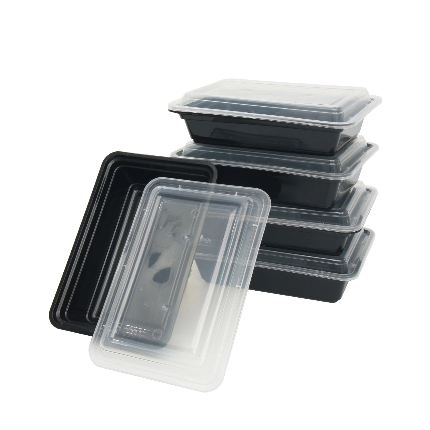 Cajas de almuerzo reutilizables de PP plástico almacenamiento de alimentos Bento Single 1 Recipientes de preparación de comida de compartimiento con tapas