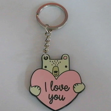 Custom Split Heart Gold Polish Keyring for Souvenir Gift