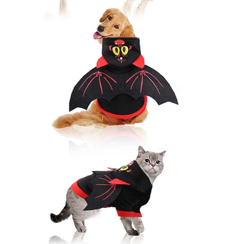 Hooded Pet Black Bat Wing Costume Winter Warm Sweater Halloween Costume Wbb16316