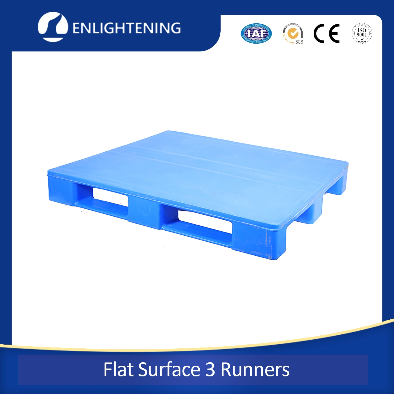 Robuste/empilable/monobloc/surface plane/simple étage/accès au chariot élévateur 4 voies/renforcé d'acier/charge sur rayonnage/3 glissières Palette plastique pour système de rayonnage