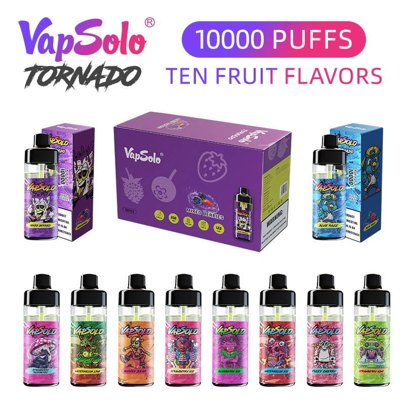 Randm Original Factory Wholesale/Supplier Vaper Vapsolo Tornado 10000 Puffs 10K Puff New Disposable/Chargeable Vape Refillable 20ml Juice OEM with Battery Power Indicator