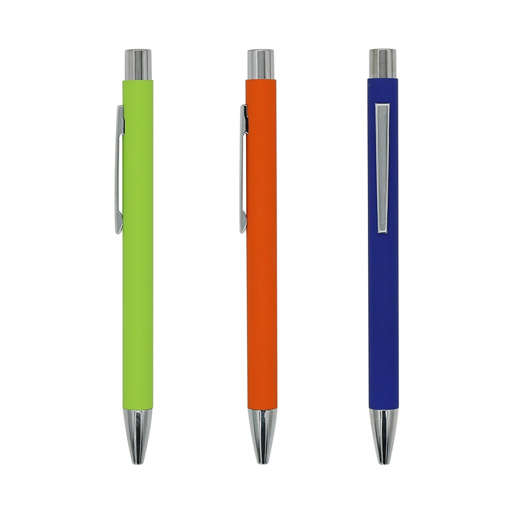 Aluminum Rubber Coated Ball Point Pen Advertising Writing Ballpoint Pen with Custom Customer Logo for Promotion