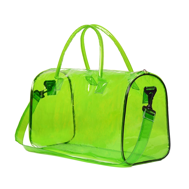 Custom Fashion Waterproof PVC Women Jelly Handbag Transparent Travel Duffle Bag