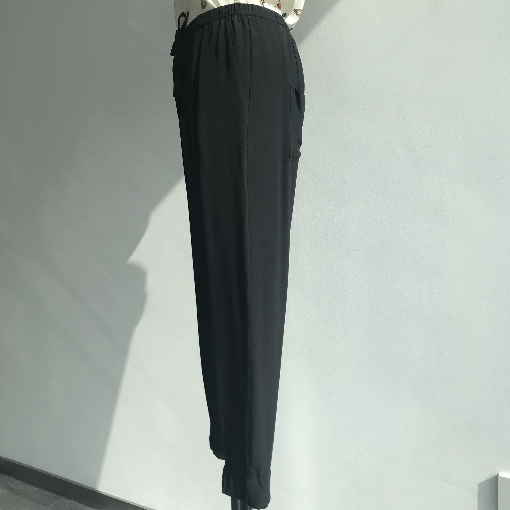 Women Silk Sandwash High Waist Loose Pants Casual Solid Color Trousers