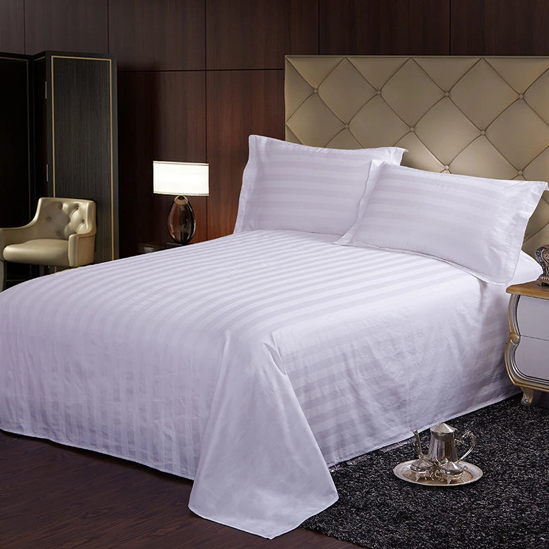 300 Tc Hotel de lujo Bedsheet ropa de cama Ropa de cama blanca cama Juego de conjunto de hojas de la reina el Rey de algodón 100 Caso cantidad normal de rayas tapa